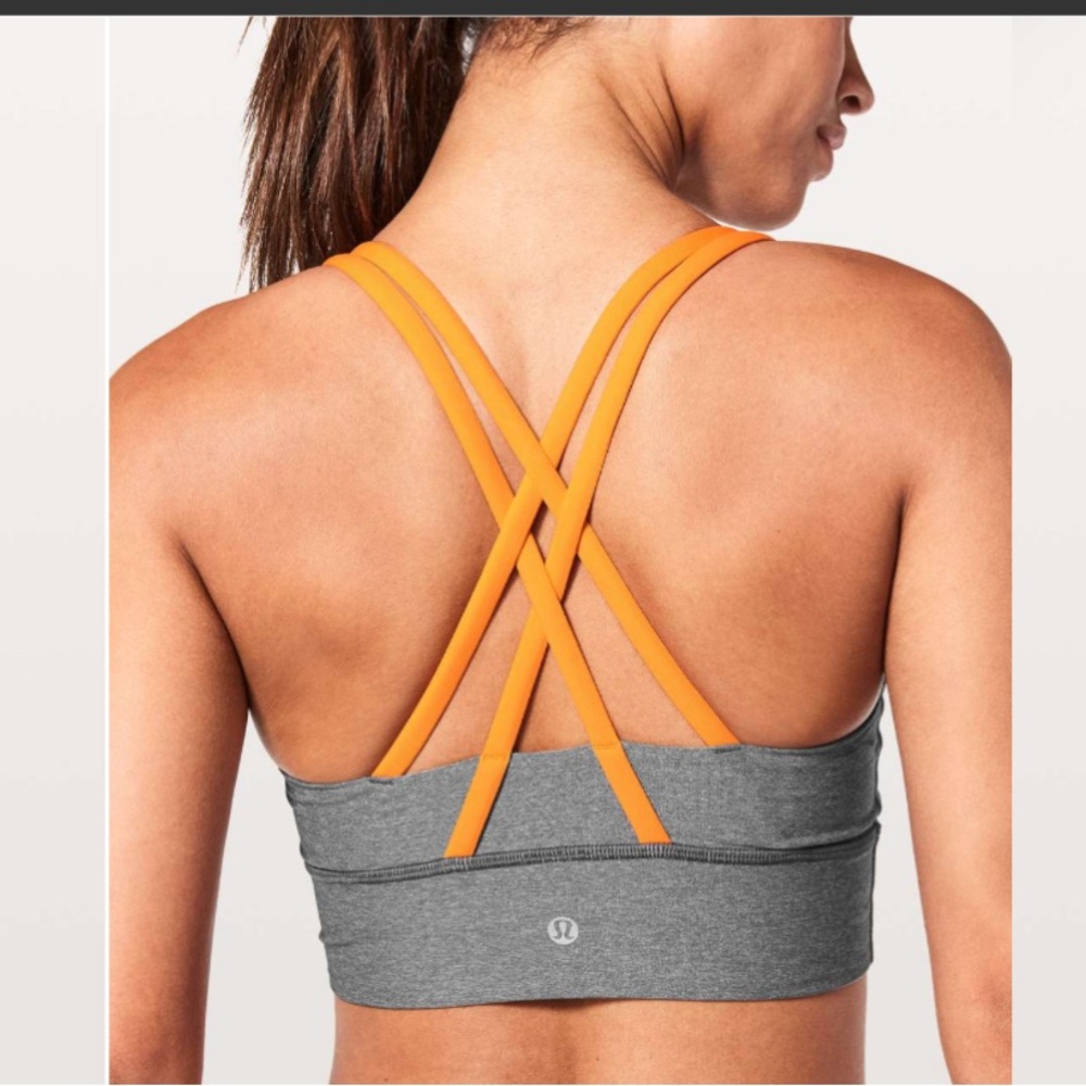 Lululemon Energy Bra *Long Line Heathered Slate / Vivid Amber